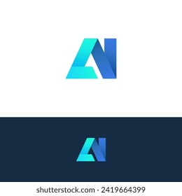 Initial Letters AN Logo Design. Alphabet AN Letter Logo Design 
with Blue and Turquoise Colors Vector