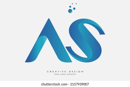 AS Initial Letters Logo Design with overlapping linked fold blue Colors.