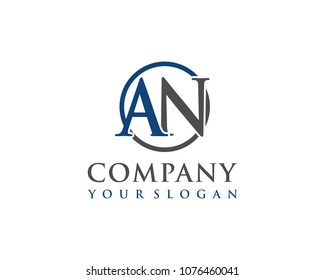 AN initial letters looping linked circle elegant logo blue grey