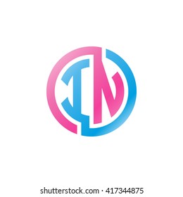IN initial letters looping linked circle logo blue pink
