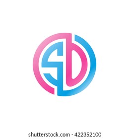 SO initial letters looping linked circle logo pink blue