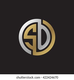 SO initial letters looping linked circle elegant logo golden silver black background