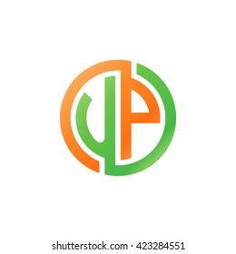 UP initial letters looping linked circle logo orange green