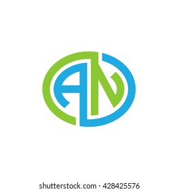 AN initial letters looping linked ellipse logo green blue