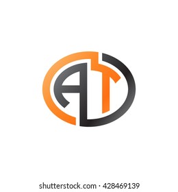 AT initial letters looping linked ellipse logo orange black