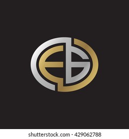 EG initial letters looping linked ellipse elegant logo golden silver black background