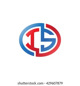 IS initial letters looping linked ellipse logo red blue