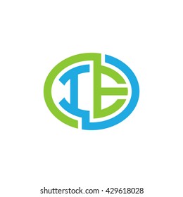 IE initial letters looping linked ellipse logo blue green