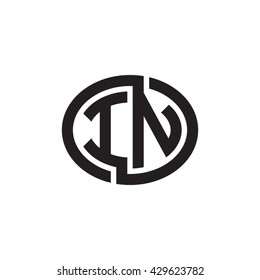 IN initial letters looping linked ellipse monogram logo