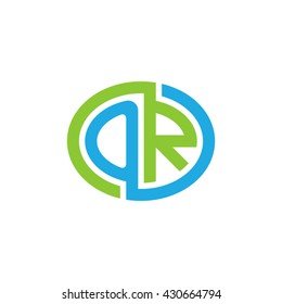 OR initial letters looping linked ellipse logo blue green