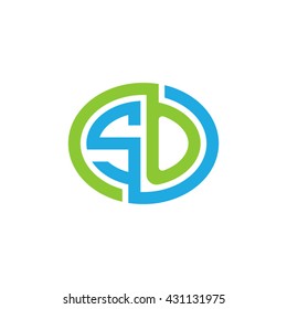 SO initial letters looping linked ellipse logo blue green