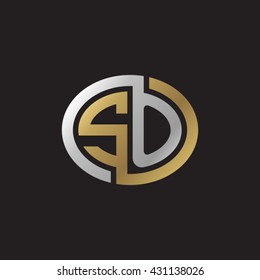 SO initial letters looping linked ellipse elegant logo golden silver black background