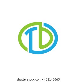 TO initial letters looping linked ellipse logo blue green