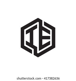IE initial letters looping linked hexagon monogram logo