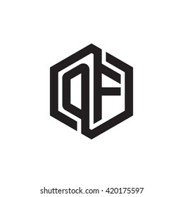 OF initial letters looping linked hexagon monogram logo