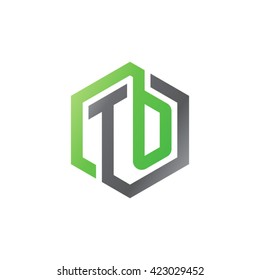 TO initial letters looping linked hexagon logo black gray green
