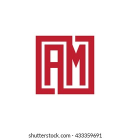 AM initial letters looping linked square logo red