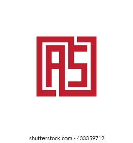 AS initial letters looping linked square logo red