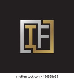 IF initial letters looping linked square elegant logo golden silver black background