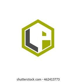 Initial letters LP negative space hexagon shape logo green black gray