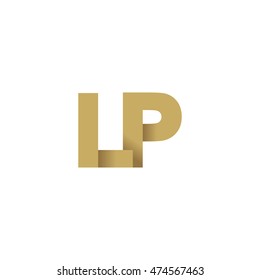Initial letters LP overlapping fold logo brown gold