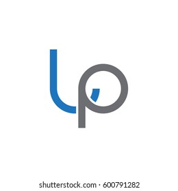 Initial letters lp, round linked overlapping lowercase logo modern design blue gray