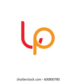 Initial letters lp, round linked overlapping lowercase logo modern design red orange