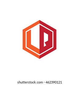 Initial letters LQ hexagon shape logo red orange