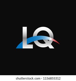 Initial letters LQ overlapping movement swoosh logo, metal silver blue red color on black background
