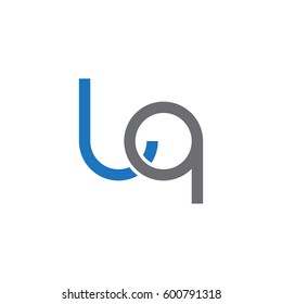 Initial letters lq, round linked overlapping lowercase logo modern design blue gray