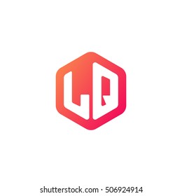 Initial letters LQ rounded hexagon shape red orange simple modern logo