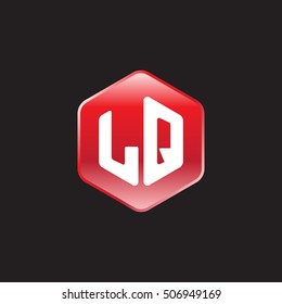 Initial letters LQ rounded hexagon shape red modern logo