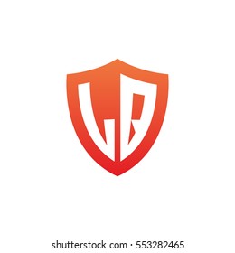 Initial letters LQ shield shape red simple logo