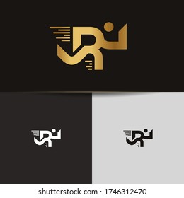 Initial Letters LR logo vector. Business logo monogram two overlap letters inside circle isolated on black background.