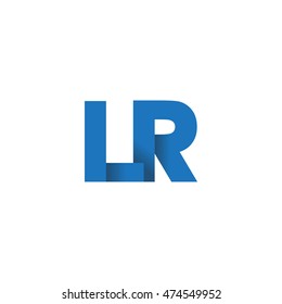 Initial letters LR overlapping fold logo blue