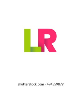 Initial letters LR overlapping fold logo green magenta