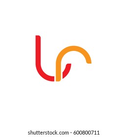 Initial letters lr, round linked overlapping lowercase logo modern design red orange