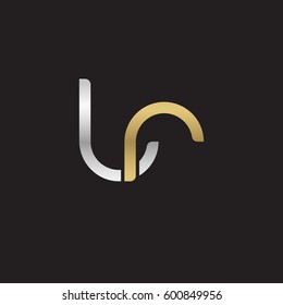 Initial letters lr, round linked overlapping lowercase logo modern design silver gold