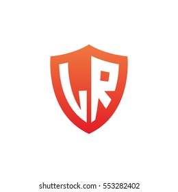 Initial letters LR shield shape red simple logo