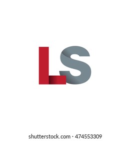 Initial letters LS overlapping fold logo red gray