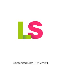 Initial letters LS overlapping fold logo green magenta