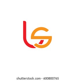 Initial letters ls, round linked overlapping lowercase logo modern design red orange