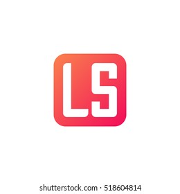 Initial letters LS rounded square shape red orange simple logo