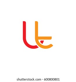 Initial letters lt, round linked overlapping lowercase logo modern design red orange