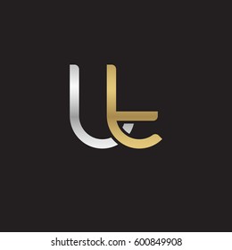 Initial letters lt, round linked overlapping lowercase logo modern design silver gold