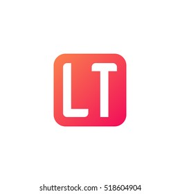 Initial letters LT rounded square shape red orange simple logo