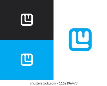 Initial letters LU logo template design in square rounded shape. Logo icon design template elements. Monogram. Linear logo. Simple vector sign illustration in a modern style.