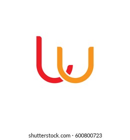 Initial letters lu, round linked overlapping lowercase logo modern design red orange