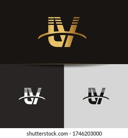 Initial Letters LV logo vector. Business logo monogram two overlap letters inside circle isolated on black background.