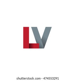 Initial letters LV overlapping fold logo red gray